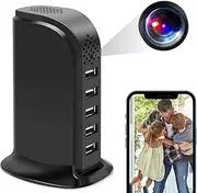 4U Spy Hidden Camera, WiFi USB Charger Camera 5-Port USB Hub 1080P Wireless Security Nanny Cam Mini Video Recorder with Motion Detection, Support iOS/Android