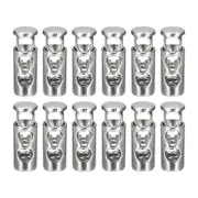 12pcs Double Holes Spring Cord Lock Toggle Stopper, White Nickel