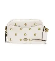 NWT Coach Chalk Gold Apple Print Pebble Leather Small CAMERA BAG 16 Crossbody