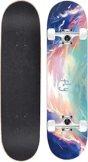 Sports Skateboards, (Sea Sky Flying Pattern) 31-inch A-Level Seven-Layer Maple Double Tilt Professional Flashing Four-Wheel Skateboard Suitable for Young Adults