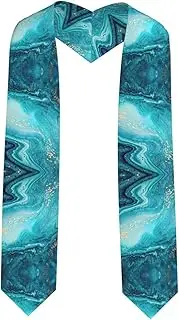 [SKKNT] Stone Blue Gold Marble Print Graduation Shawl Stole For Academic Commencements Honor Sash Congratulations Gift