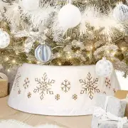 White Christmas Tree Collar, 30 Inches Gold Snowflake Tree Ring for Artificia...