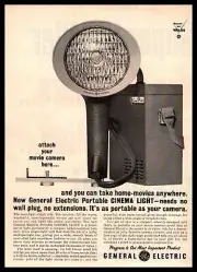 1962 General Electric Portable Cinema Light Home Movie Camera Vintage Print Ad