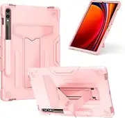 JOJOBE Galaxy Tab S9 Plus / S9 FE Plus Protective Case with Pen Holder,Hard Durable Rugged Shockproof Cover Case with Kickstand for 2023 Release Samsung Tab S9 FE+-Rosegold