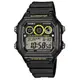 【CASIO】十年之旅方款膠帶電子錶-黑X黃(AE-1300WH-1A)正版宏崑公司貨