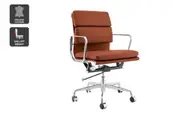 Matt Blatt Eames Premium Replica Low Back Soft Pad Office Chair Genuine Leather (Tan/Chrome)