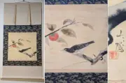 Makoto Hanging Scroll Daiya Ohiko Persimmon And Birds Autumn Atmosphere Studying