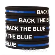 Back the Blue Silicone Wristbands - A Thin Blue Line Police Law Enforcement Lot