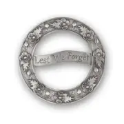 'Lest We Forget' Matt Pewter Poppy Pattern Remembrance Plaid Brooch
