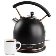 MegaChef 1.8 L Half Circle Electric Tea Kettle Black 1500-W with Blue Light