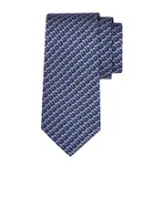 Elephant Print Silk Tie One size dark blue