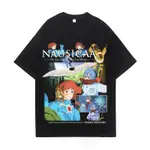 風之谷NAUSICAä OF THE VALLEY OF THE WIND宮崎駿動漫圖案印花男士百分百純棉圓領短袖T恤上