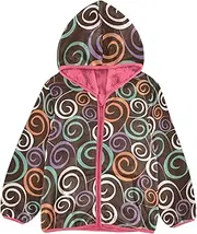 [GuoChe] Boy Fleece Jacket Retro Spiral Elements Colorful Toddler Girls Winter Coat pink Stylish Baby Boy Clothes 3T