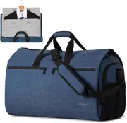 mixi Convertible Garment Duffle Bag for Travel, 56L Large Carry On Garment Bag for Men Women 2 in 1 Hanging Suitcase Dress Suit Travel Bag with Shoes Pouch, Sapphire Blue, 23-inch, Multi-pockets