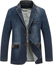 [Bciopll] Men's Jackets Denim Outwear Male Blazers Suits Jeans Patchwork Leather Slim Fit Coat