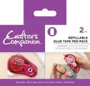 CRAFTER'S COMPANION GLUE TAPE PEN PACK - STRAIGHT, 1 X PEN + REFILL - 60 MTRS