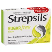 Strepsils Sugar Free Antibacterial Lemon Lozenges 36 Pack