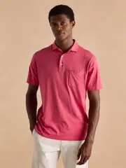 Joules Emmett Rose Pink Soft Cotton Short Sleeve Polo Shirt with Pocket (Q61266) | $58