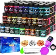 CHANGTIKEJI Mica Powder，63 Colors - 10g/Bottle of Natural Pigment Powder for Epoxy Resin，Lip Gloss，Eye Shadow,Car Paint, Dye,Soap Making,Nail Polish,Candle Making,Bath Bombs
