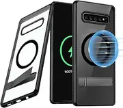 Guizzcg for Samsung Galaxy S10e Case with Adjustable Kickstand [Compatible with Magsafe] Flexible TPU Bumper + Clear Back Slim Shockproof Drop Protection,Stand Black
