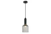 Vintaj Pendant Light Black Smoky Glass Ellipse