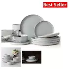 12-Piece Milkyway Dinnerware Set for 4 - Light Gray Stoneware, Microwave Safe