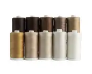 100% Cotton Thread Sets - 1200 Yard Spools (Set of 10 - Neutral)