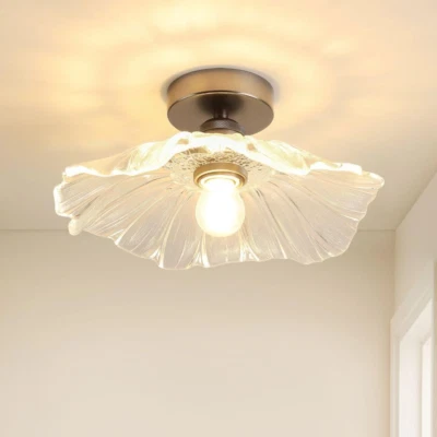 BAVGARI Semi Flush Mount Ceiling Light Fixture,Black Black