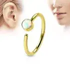 Piercing Ear Nose Ring Golden Opal White