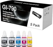 GI-790 GI 790 Ink Refill Bottles Replacement for Canon PIXMA G1000 G1010 G2000 G2002 G2010 G3000 G3010 G4000 G4010 Printers, Water Based Ink Refill Bottles,5 Pack-1 Set