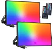2 Pack RGBW LED Flood Light 800W Equivalent, 100W Color Changing 100.0 Watts