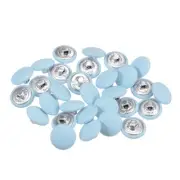 30pcs Fabric Cloth Covered Button 15mm Metal Round Sewing Buttons, Blue