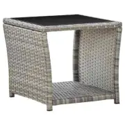 Square Tea Table with Steel Frame Coffee Table Outdoor Side Table Poly Rattan