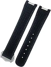 [HKIDKK] 20mm 21mm Fluorous Rubber Watchband for Omega Seamaster Watch AT150 AQUA TERRA 150 FKM Soft Strap Folding Buckle