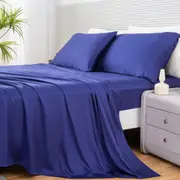 LINENOVA 100% Organic Bamboo Sheet Set Flat Fitted Sheet Pillowcases S/KS/D/Q/K Size