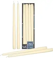Hyoola Tall Taper Candles - 12 Inch Wool White Unscented Dripless Taper Candles - 10 Hour Burn Time - 4 Pack