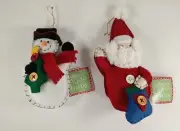 Russ Baby Jingle Bell Babies Snowman & Santa Plush Soft Christmas Tree Ornaments