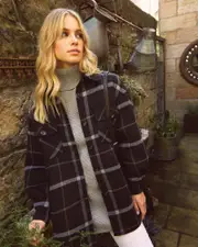 [Belle & Bloom] River's Edge Plaid Shacket - Black Plaid