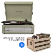 Crosley Voyager Bluetooth Portable Turntable + Free Record Storage Crate