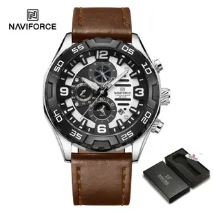 Naviforce 8043 運動手錶頂級品牌豪華軍事軍隊男士手錶計時碼表石英防水原裝男時鐘禮物