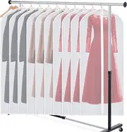 Pack of 10 Garment Bags Long, Clear Dust Bags, Closet Clothes Storage 60x140cm