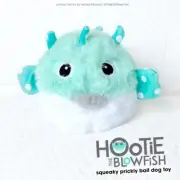 Medium 4" Hootie Blowfish Rough Play & Fetch Rubber Ball Dog Toy Squeaky