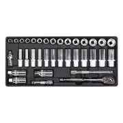 Tool Tray with Socket Set 35pc 3/8"Sq Drive TBT20 Sealey New