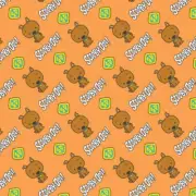 Scooby-Doo Chibi Dog Tag Orange Cotton Fabric