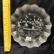 Mikasa Christmas Silent Night Frosted Glass Serving Dish Plate Platter - Germany