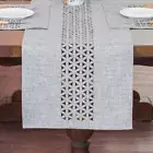 Hollow Out Well-Trimmed Edge Table Runner Fabric Grey Table Runner Home