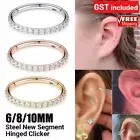Surgical Steel Hinged Segment Clicker 16g Hoop Ring CZ Ear Nose Lip Piercing 1PC