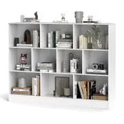 Costway 3-Tier Bookshelf Storage 10-Cube Open Storage Wooden Display Shelf White