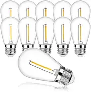 ProCrus E27 S14 LED Filament Light Bulbs,1W Vintage Edison Bulb,Warm White Retro Light Bulbs,5W Incandescent Equivalent,Plastic,for Outdoor String Lights Replacement Bulb,Pack of 10