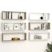 NNEVL Wall Cube Shelves 6 pcs White&Sonoma Oak 80x15x26.5 cm Chipboard